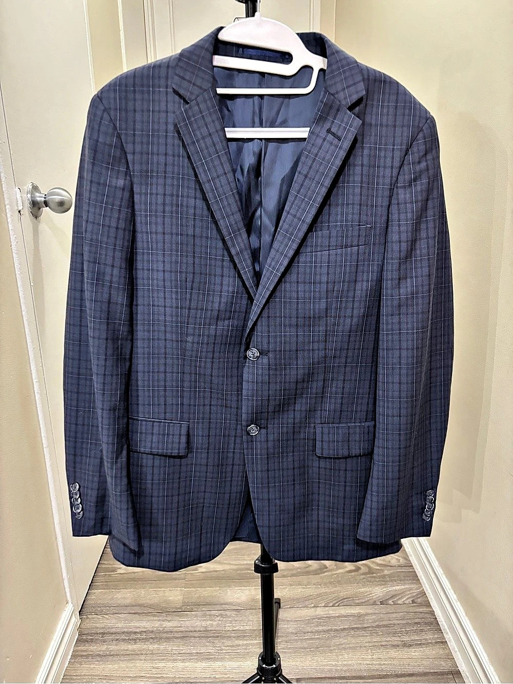 Perry Ellis Men's Plaid Sport Coat Blue